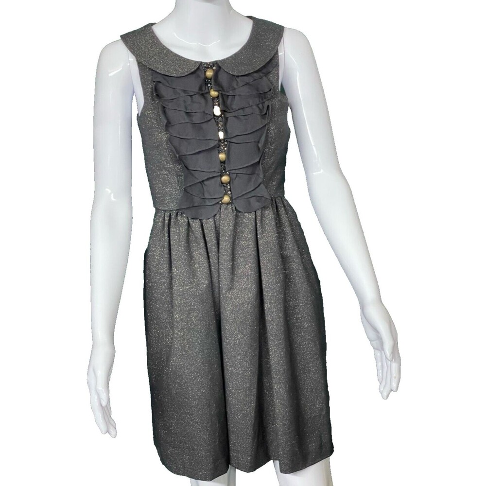 NEW Kensie Pretty Women's Size Small Black Dress w/ Ruffled Front Side Zip